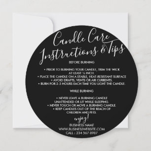 Carte De Remerciements Encart de soins de bougie noire