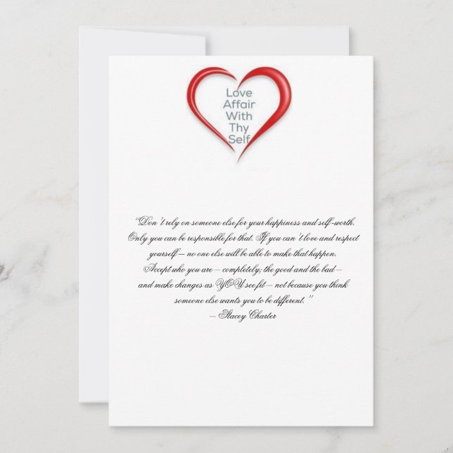 Carte De Remerciements Encouragez l'amour-propre (Devant)