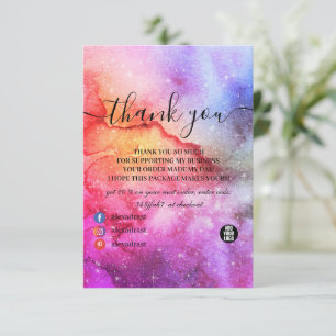 Carte De Remerciements Encre cosmique Turquoise Bleu Rose Galaxie Nebula