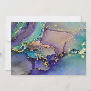 Carte De Remerciements Encre d'alcool d'or multicolore Liquide Art Abstra