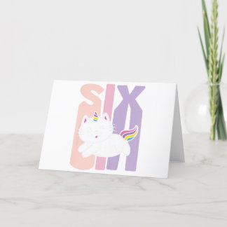 Carte De Remerciements Enfants 6 ans mignon Caticorne Chat Licorne Annive