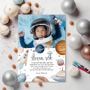 Carte De Remerciements Enfants Aquarelle Espace extra-atmosphérique Anniv