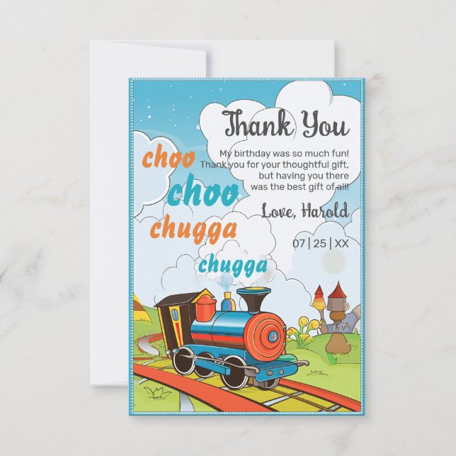 Carte De Remerciements Enfants du train Choo Choo Billets de train mignon (Devant)