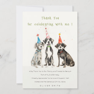 Carte De Remerciements Enfants mignons Aquarelle Chien mou Fête d'anniver