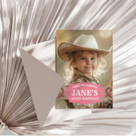 Carte De Remerciements Enfants Occidentaux Anniversaire rose/Brown photo