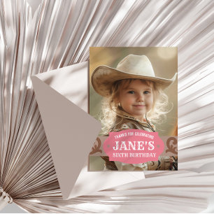 Carte De Remerciements Enfants Occidentaux Anniversaire rose/Brown photo