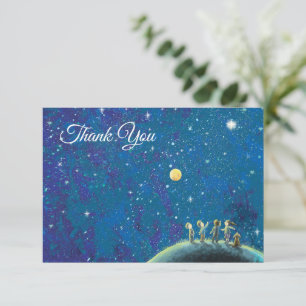 Carte De Remerciements Enfants regardant le ciel nocturne  
