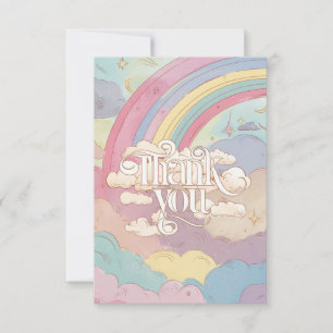 Carte De Remerciements Enfants Simples Arc-en-Ciel et Nuages