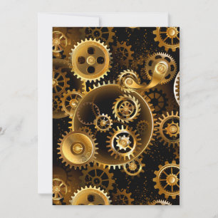 Carte De Remerciements Engrenages en laiton Steampunk sans couture