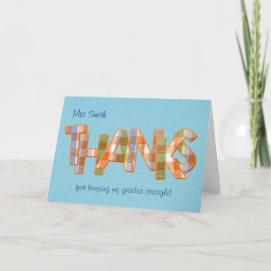 Carte de remerciements enseignant