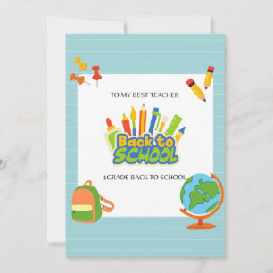 Carte De Remerciements Enseignant de 1ère année heureux premier jour à l'