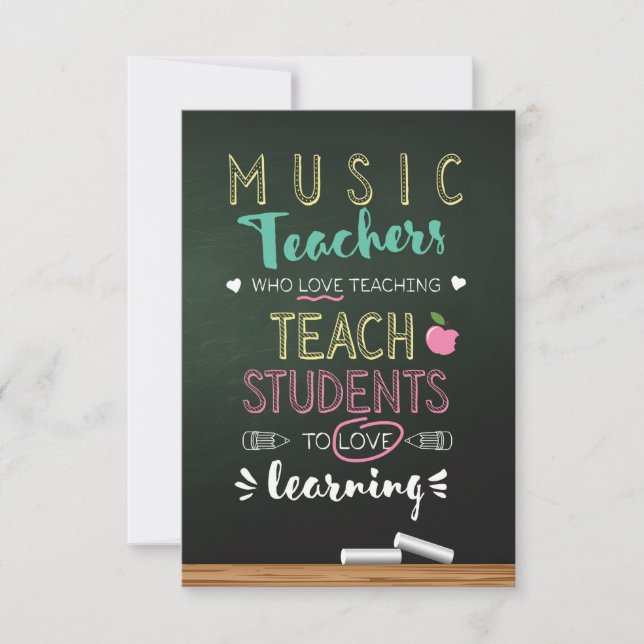 Carte De Remerciements Enseignants De Musique Qui Aiment Enseigner (Devant)