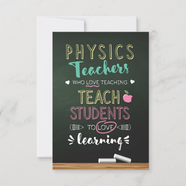 Carte De Remerciements Enseignants en physique qui aiment enseigner (Devant)