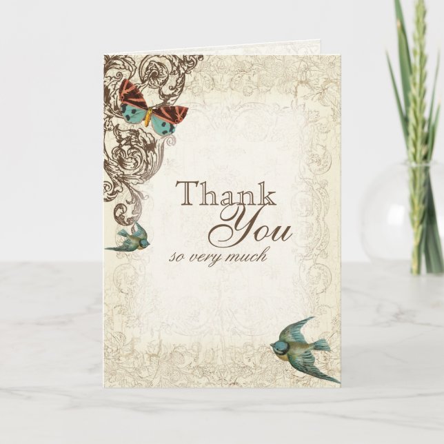 Carte De Remerciements Ensemble de mariage Botanica - Crème Beige (Devant)