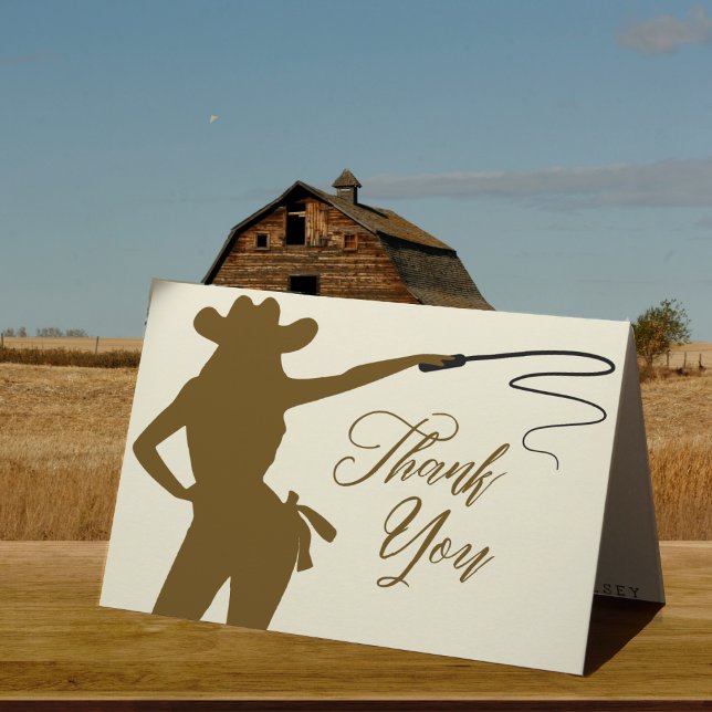Carte De Remerciements Enterrement de vie de jeune fille Cowgirl Whip (Cowgirl Whip Bridal Shower Thank You Card
)