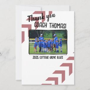 Carte De Remerciements Entraîneur de baseball Photo d'équipe personnalisé