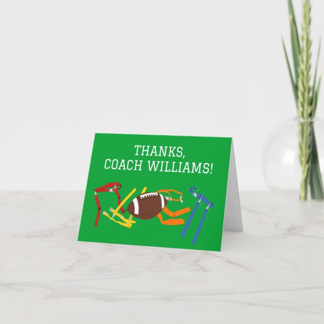 Carte De Remerciements Entraîneur de Football Américain Personnalisé (Devant)