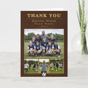 Carte De Remerciements Entraîneur de Football Équipe Faux Cuir 4 Collage