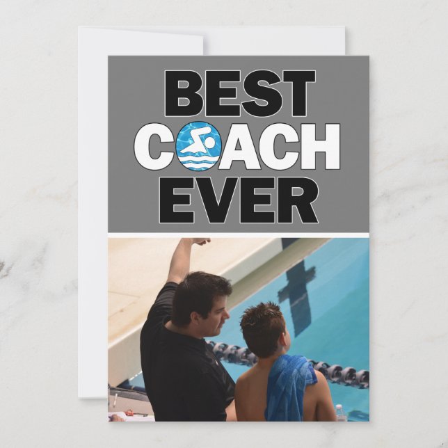 Carte De Remerciements Entraîneur de natation meilleure jamais photo pers (Devant)