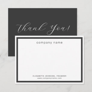 Carte De Remerciements Entreprise commerciale moderne gris charbon blanc