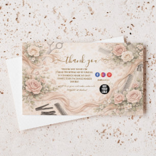 Carte De Remerciements Entreprise de coiffure florale douce