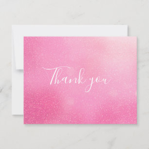 Carte De Remerciements Entreprise de script scintillant à paillettes rose