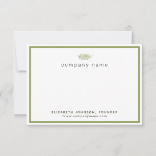 Carte De Remerciements Entreprise Olive Green Custom