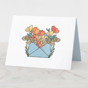 Carte De Remerciements Enveloppe mignonne avec Fleurs orange vierge