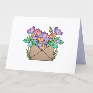 Carte De Remerciements Enveloppe mignonne avec Fleurs violettes vierge