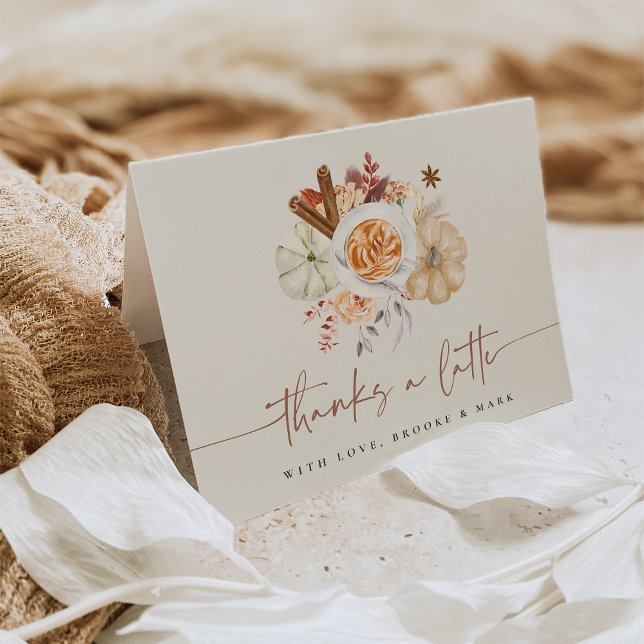 Carte De Remerciements Épice Citrouille d'automne "Merci un latte" (Créateur téléchargé)