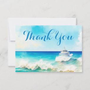 Carte De Remerciements Équipage de croisière océanique de bateau nautique