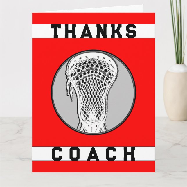 Carte De Remerciements Équipe rouge entraîneur de Lacrosse (Devant)