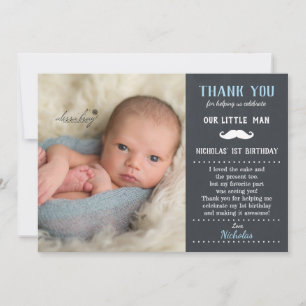 Carte De Remerciements Ęr tableau de garçon d'anniversaire de petite