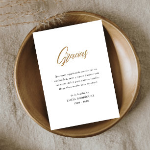 Carte De Remerciements Espagne funéraire Gracias Memorial Gold