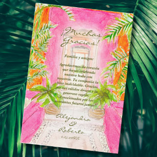 Carte De Remerciements Espagnol, Aquarelle Mexicaine Destination Mariage
