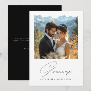 Carte De Remerciements Espagnol Gracias Elegant Mariage de calligraphie