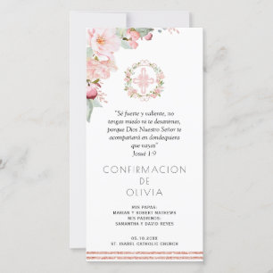 Carte De Remerciements Espagnol rose pâle Confirmation Signet Favoriser
