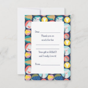 Carte De Remerciements Espèces de requins mignons à remplir 