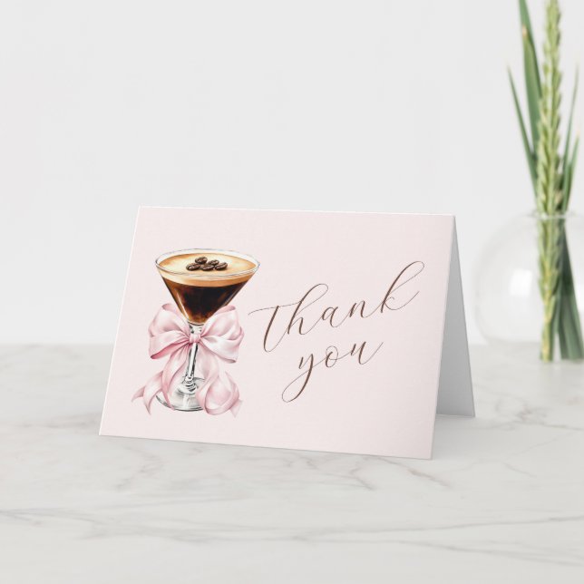 Carte De Remerciements Espresso Martini Pink Coquette Bow (Devant)