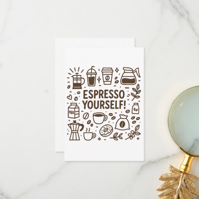 Carte De Remerciements Espresso Vous-Même ! (Devant/Arrière en situation)
