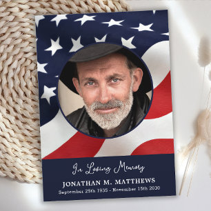 Carte De Remerciements États-Unis Drapeau Vétéran Photo Mémorial des funé