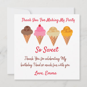 Carte De Remerciements Été Coloré crème glacée anniversaire
