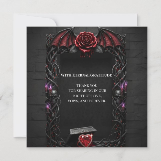 Carte De Remerciements Eternal Night Gothic Vampire Wedding Dark Romance  (Devant)