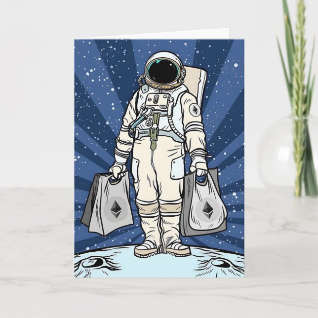 Carte De Remerciements Ethereum À La Lune ETH Space Man Merch (Devant)