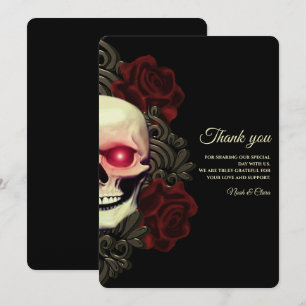 Carte De Remerciements Ethnic Black floral foncé crâne gothique Halloween