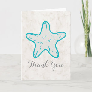 Carte De Remerciements Étoile de mer rustique turquoise pour mariage reme