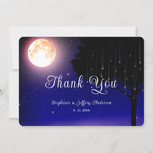 Carte De Remerciements Étoiles célestes Mariage de la chaîne de lune