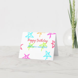 Carte De Remerciements Étoiles colorées joyeux anniversaire ajouter nom t