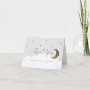 Carte De Remerciements Etoiles d'or et Baby shower de gris de lune