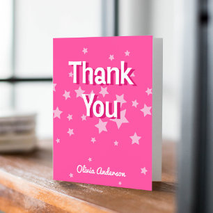 Carte De Remerciements Étoiles Rose Pastel Anniversaire Mariage Fête